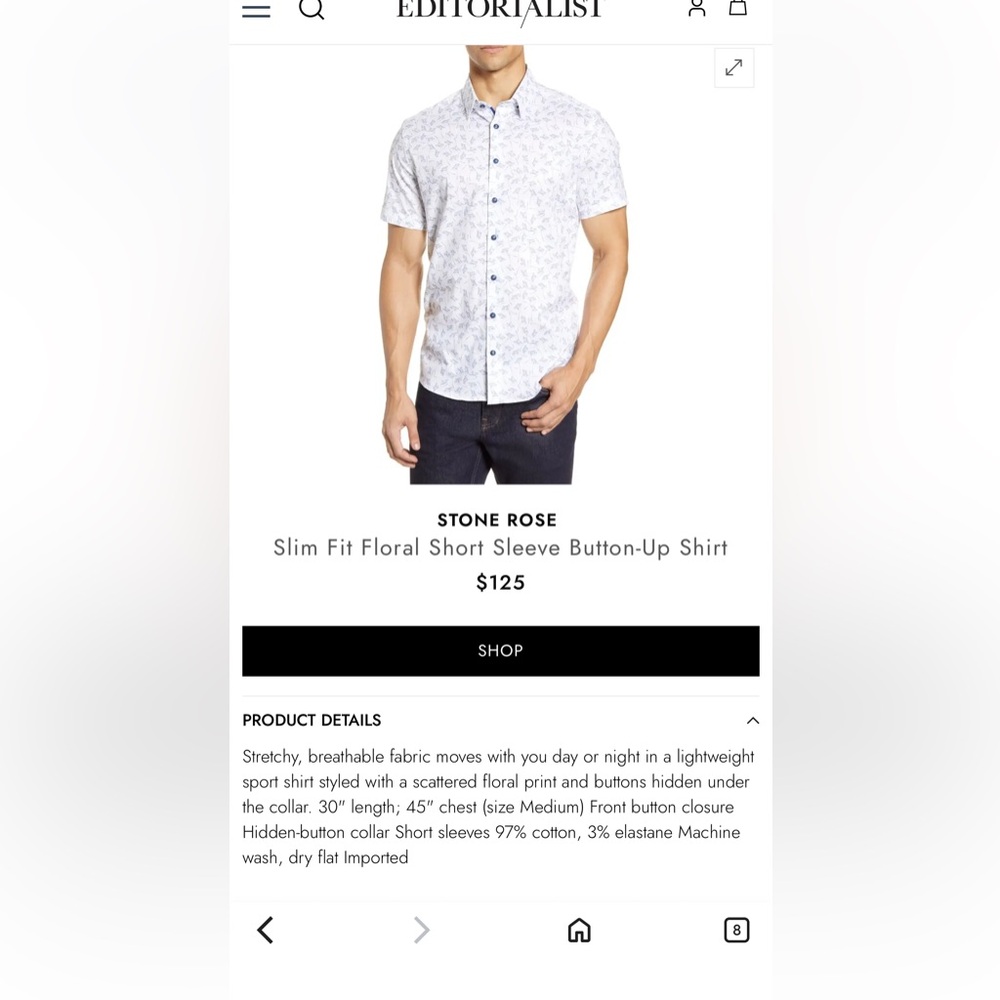 Stone & Rose Blue/White Floral Button-Up Shirt